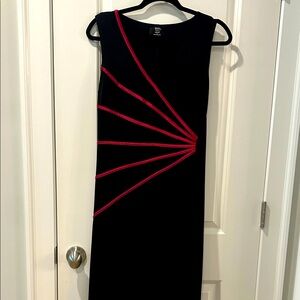 Studio 1940 NWOT gathered Black Dress with hot pink piping sexy slimming stretch